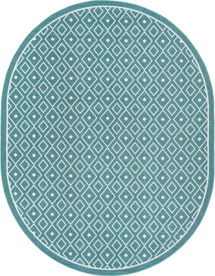 Detail image of 7' 10 x 10' Easy-Clean Lattice Indoor / Outdoor Oval Rug