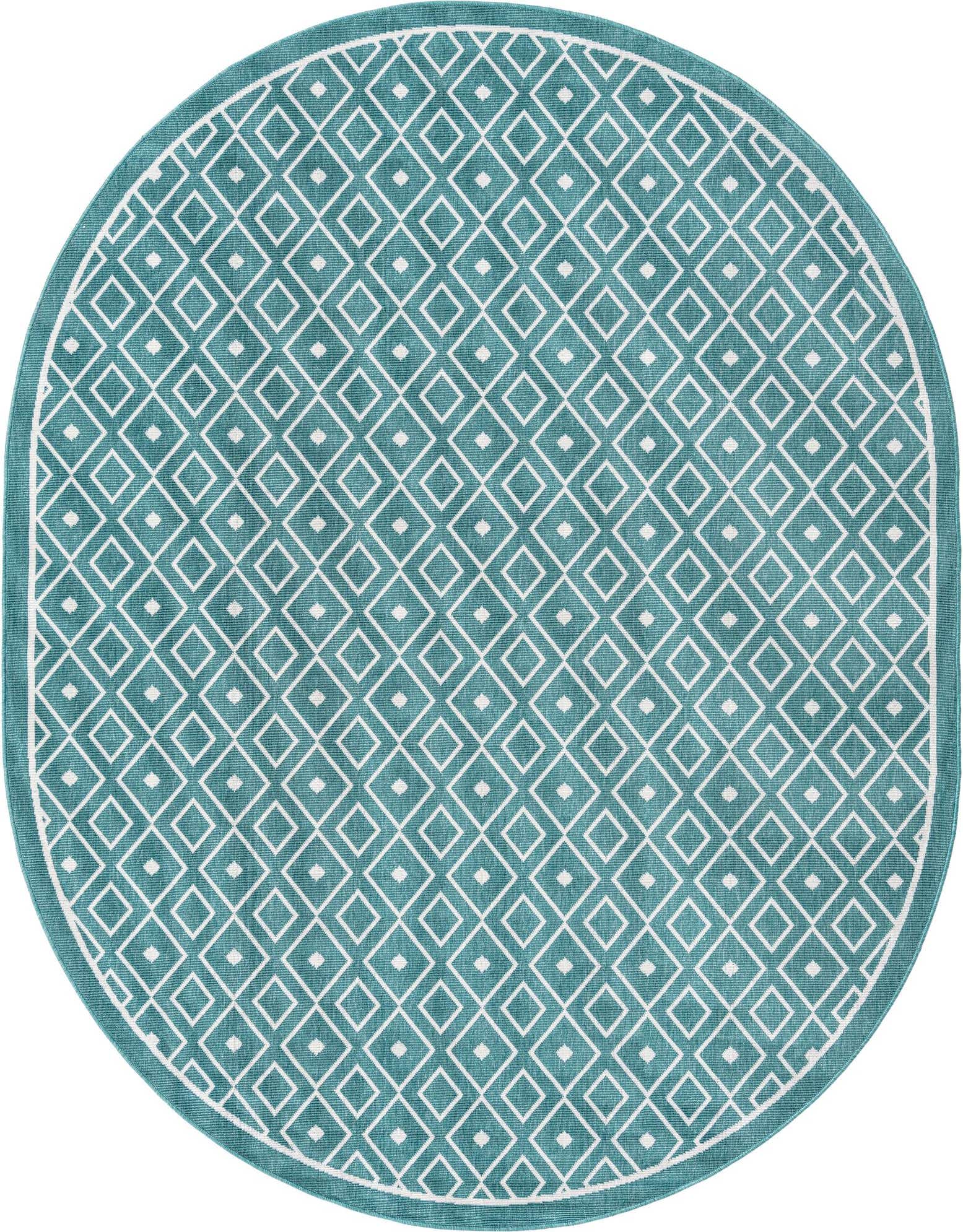 7' 10 x 10' Easy-Clean Lattice Indoor / Outdoor Oval Rug