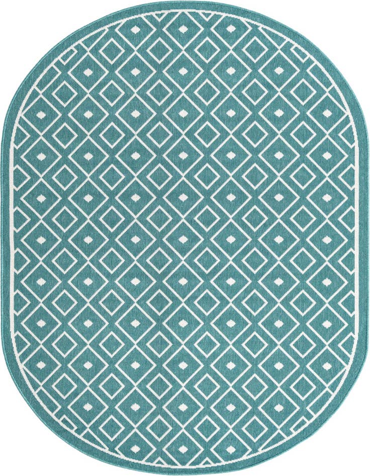 Detail image of 5' 3 x 8' Easy-Clean Lattice Indoor / Outdoor Oval Rug