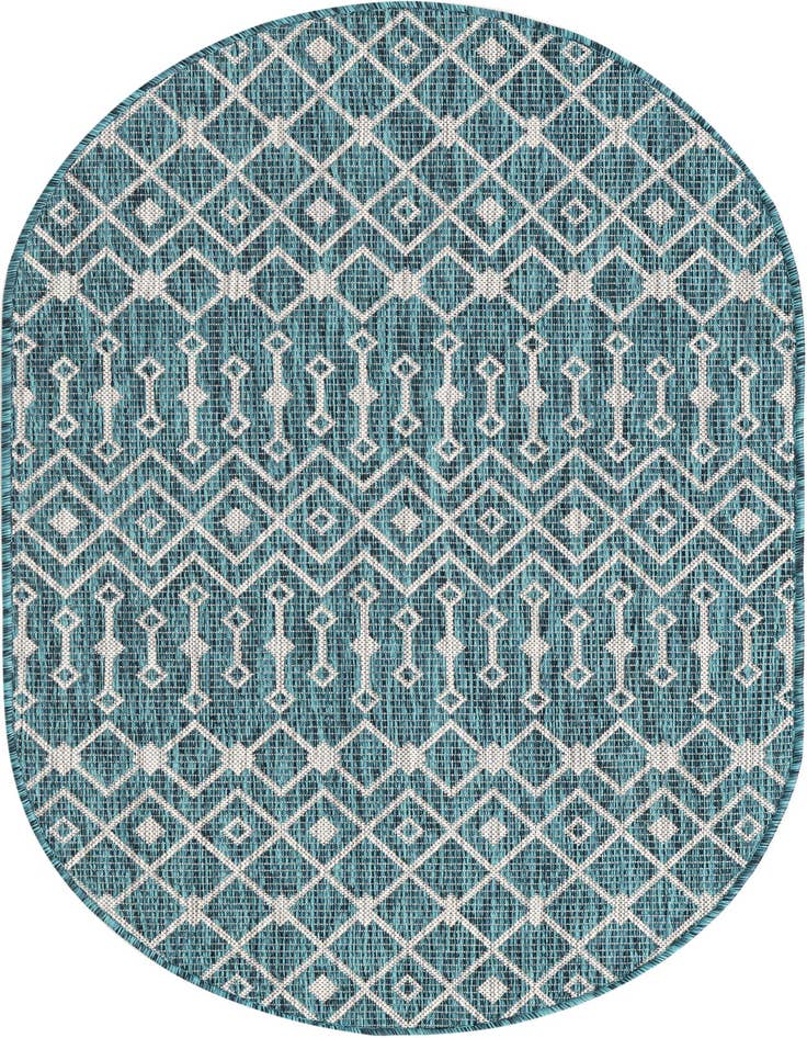 Detail image of 3' x 5' 3 Easy-Clean Lattice Indoor / Outdoor Oval Rug