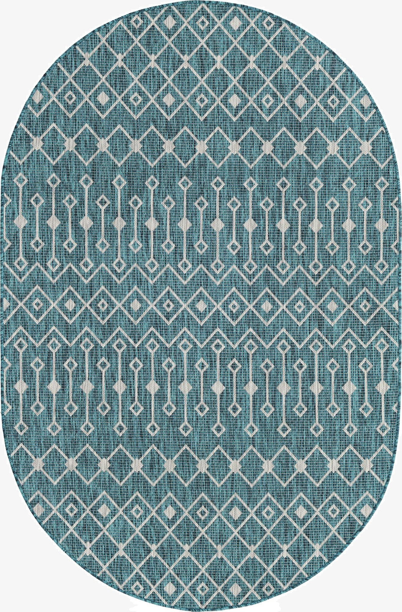 5' 3 x 8' Washable Lattice Indoor / Outdoor Oval Rug
