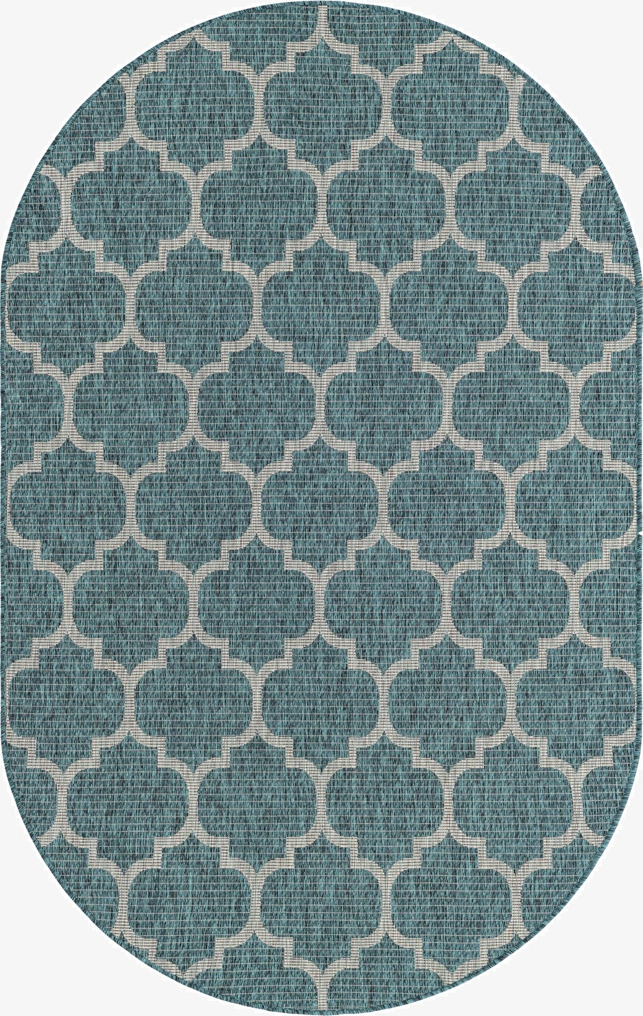 5' 3 x 8' Washable Lattice Indoor / Outdoor Oval Rug