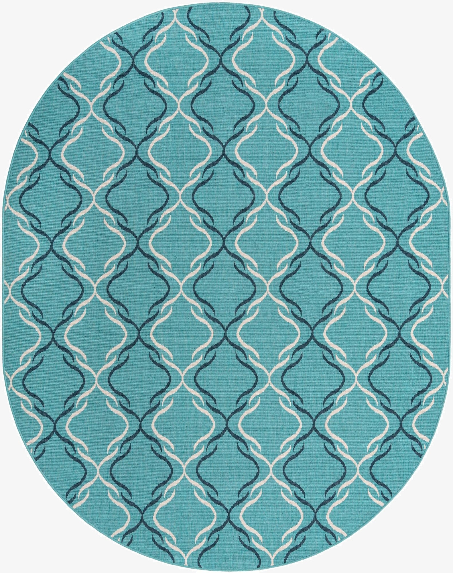 7' 10 x 10' Washable Lattice Indoor / Outdoor Oval Rug