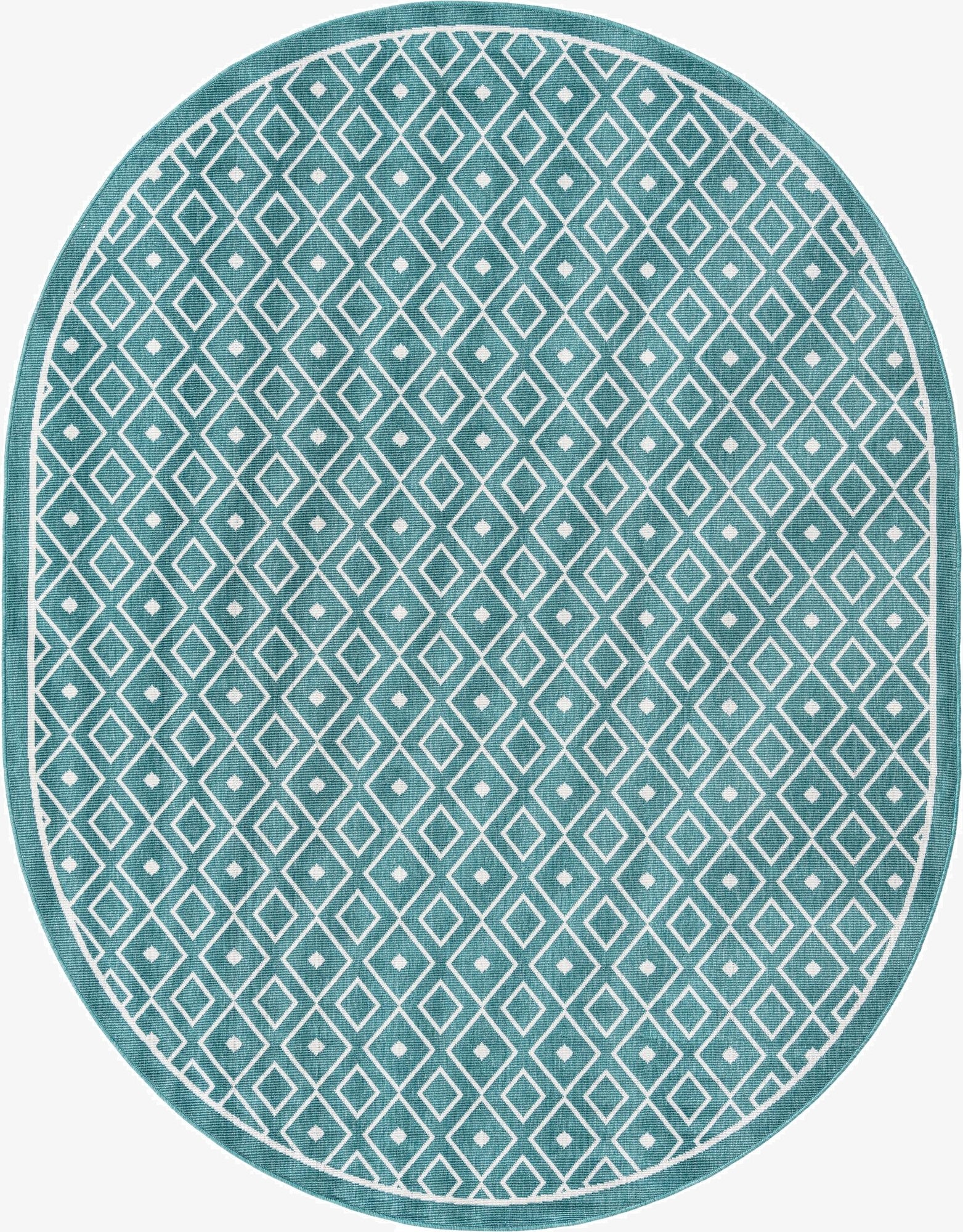 7' 10 x 10' Washable Lattice Indoor / Outdoor Oval Rug