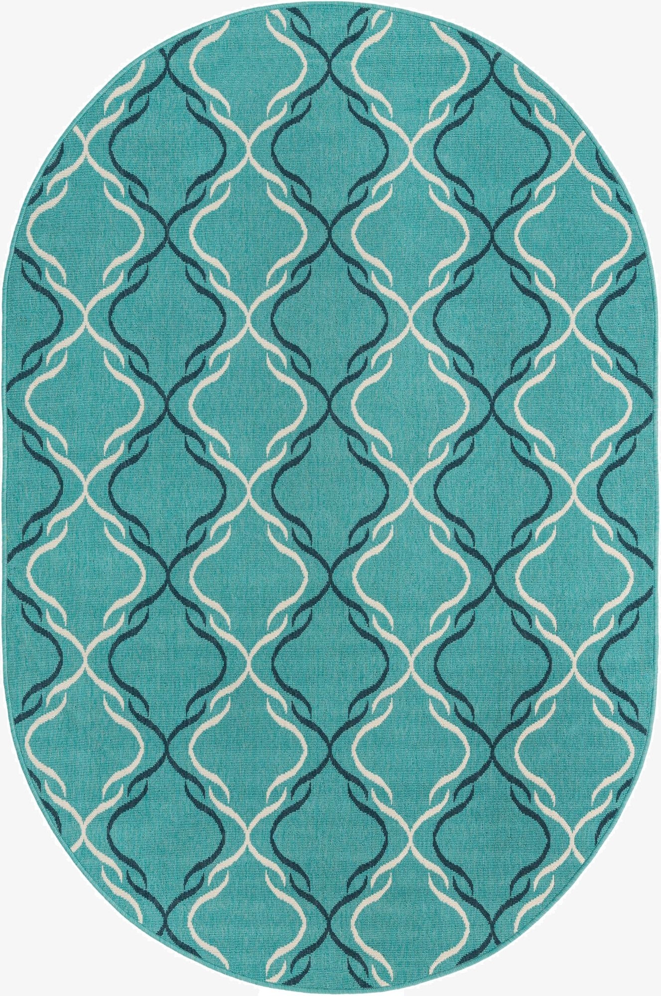 5' 3 x 8' Washable Lattice Indoor / Outdoor Oval Rug