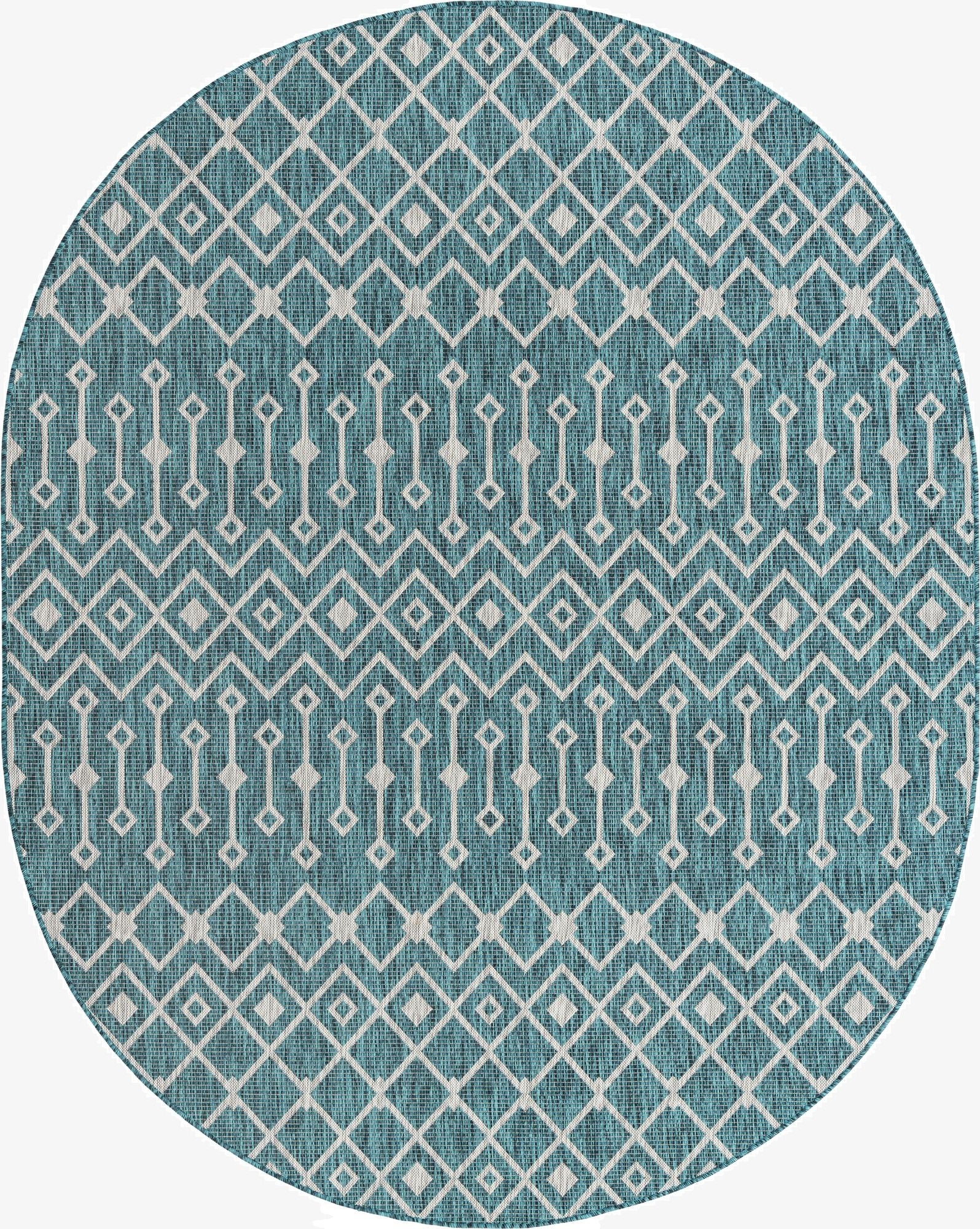 7' 10 x 10' Washable Lattice Indoor / Outdoor Oval Rug