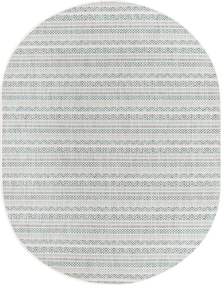 Detail image of 5' 3 x 8' Easy-Clean Ribbon Indoor / Outdoor Oval Rug