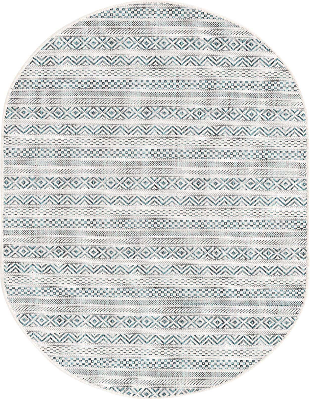 3' x 5' 3 Easy-Clean Ribbon Indoor / Outdoor Oval Rug