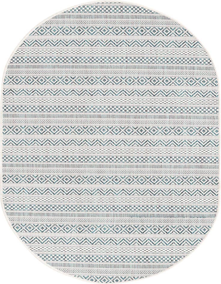 Detail image of 3' x 5' 3 Easy-Clean Ribbon Indoor / Outdoor Oval Rug