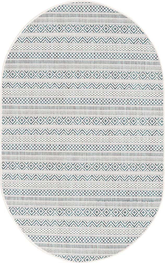 3' x 5' 3 Easy-Clean Ribbon Indoor / Outdoor Oval Rug