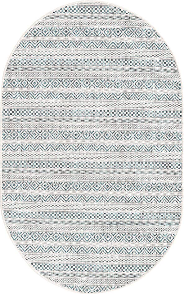 Detail image of 3' x 5' 3 Easy-Clean Ribbon Indoor / Outdoor Oval Rug