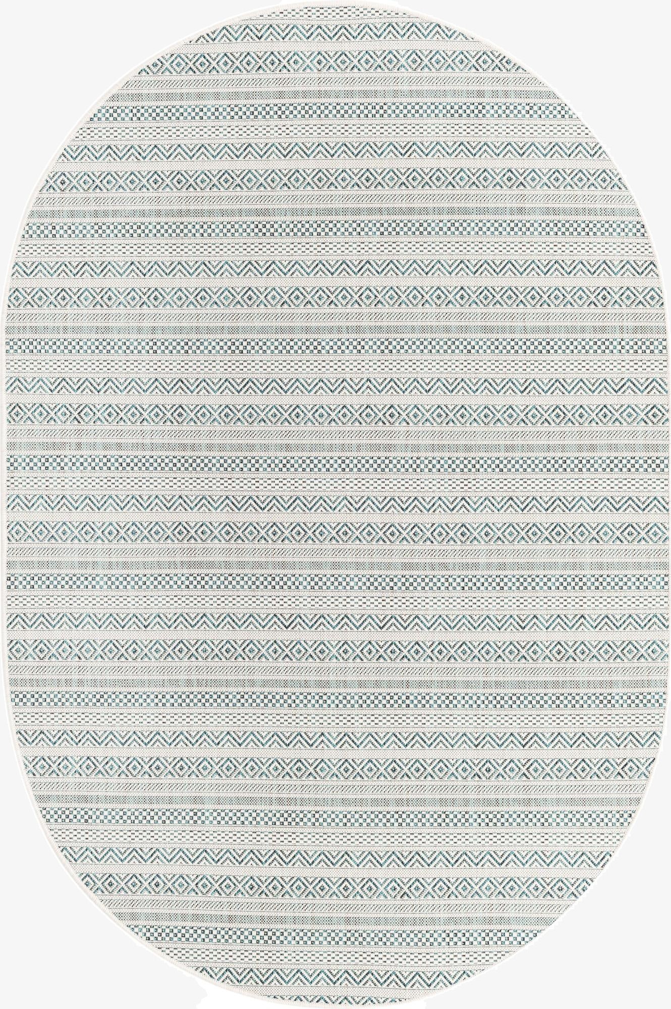 5' 3 x 8' Washable Ribbon Indoor / Outdoor Oval Rug