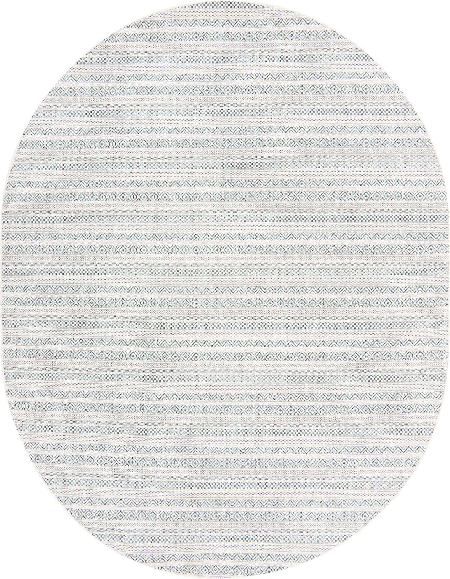 7' 10 x 10' Easy-Clean Striped Indoor / Outdoor Oval Rug
