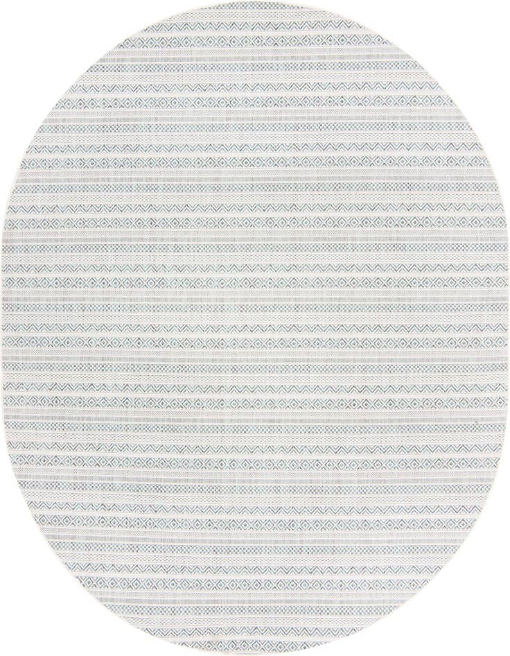 Detail image of 7' 10 x 10' Easy-Clean Striped Indoor / Outdoor Oval Rug