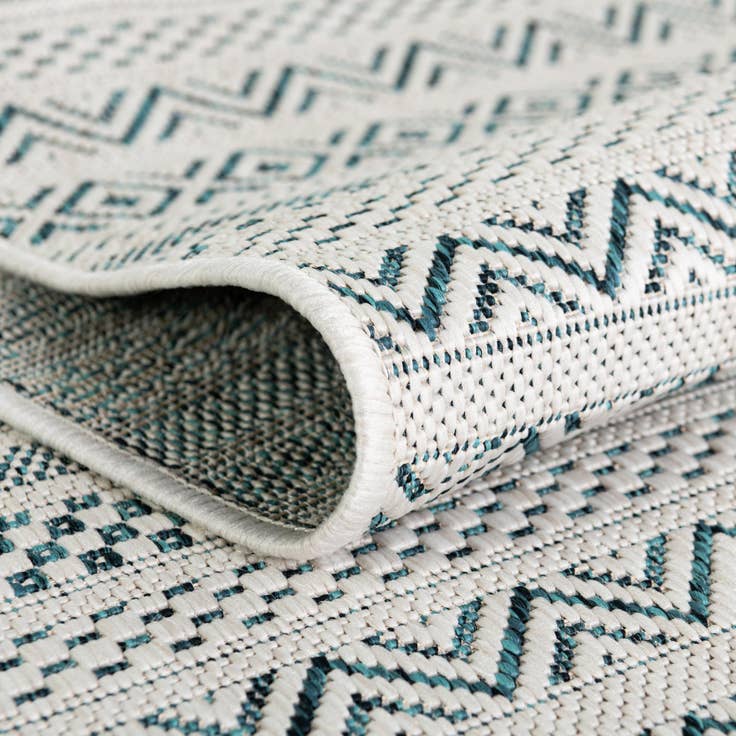 Detail image of 5' 3 x 8' Easy-Clean Striped Indoor / Outdoor Oval Rug