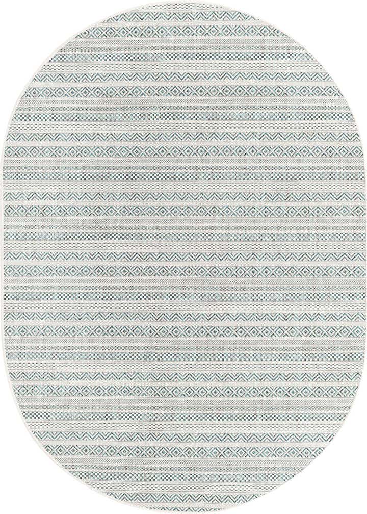5' 3 x 8' Easy-Clean Striped Indoor / Outdoor Oval Rug