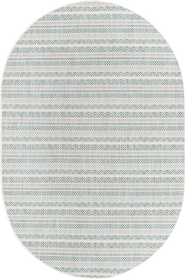Detail image of 5' 3 x 8' Easy-Clean Striped Indoor / Outdoor Oval Rug