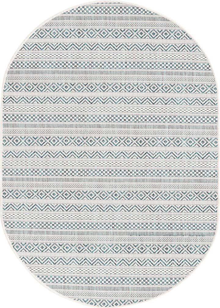 3' x 5' 3 Easy-Clean Striped Indoor / Outdoor Oval Rug