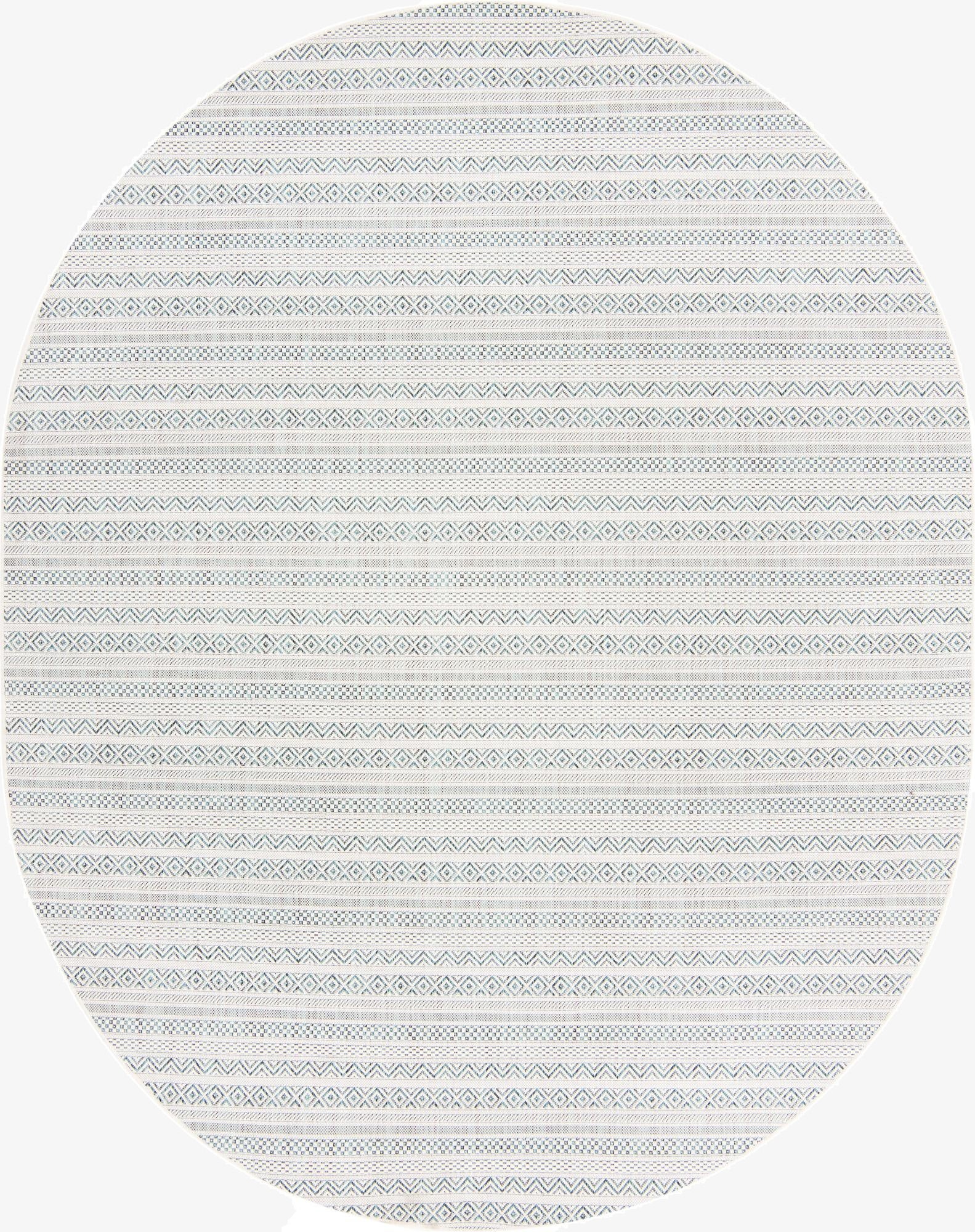 7' 10 x 10'  Washable Striped Indoor / Outdoor Oval Rug