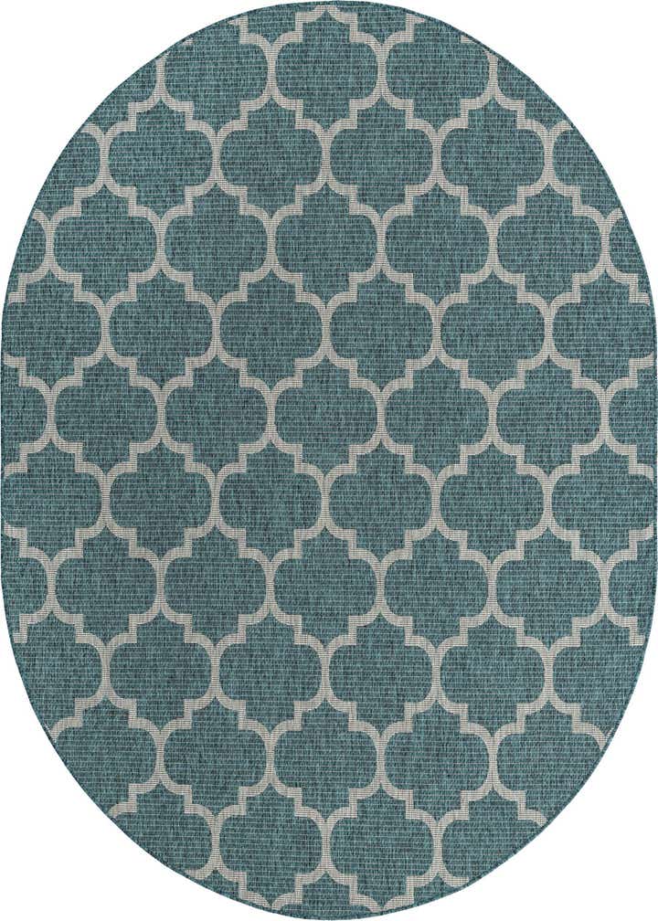 7' 10 x 10' Easy-Clean Trellis Indoor / Outdoor Oval Rug