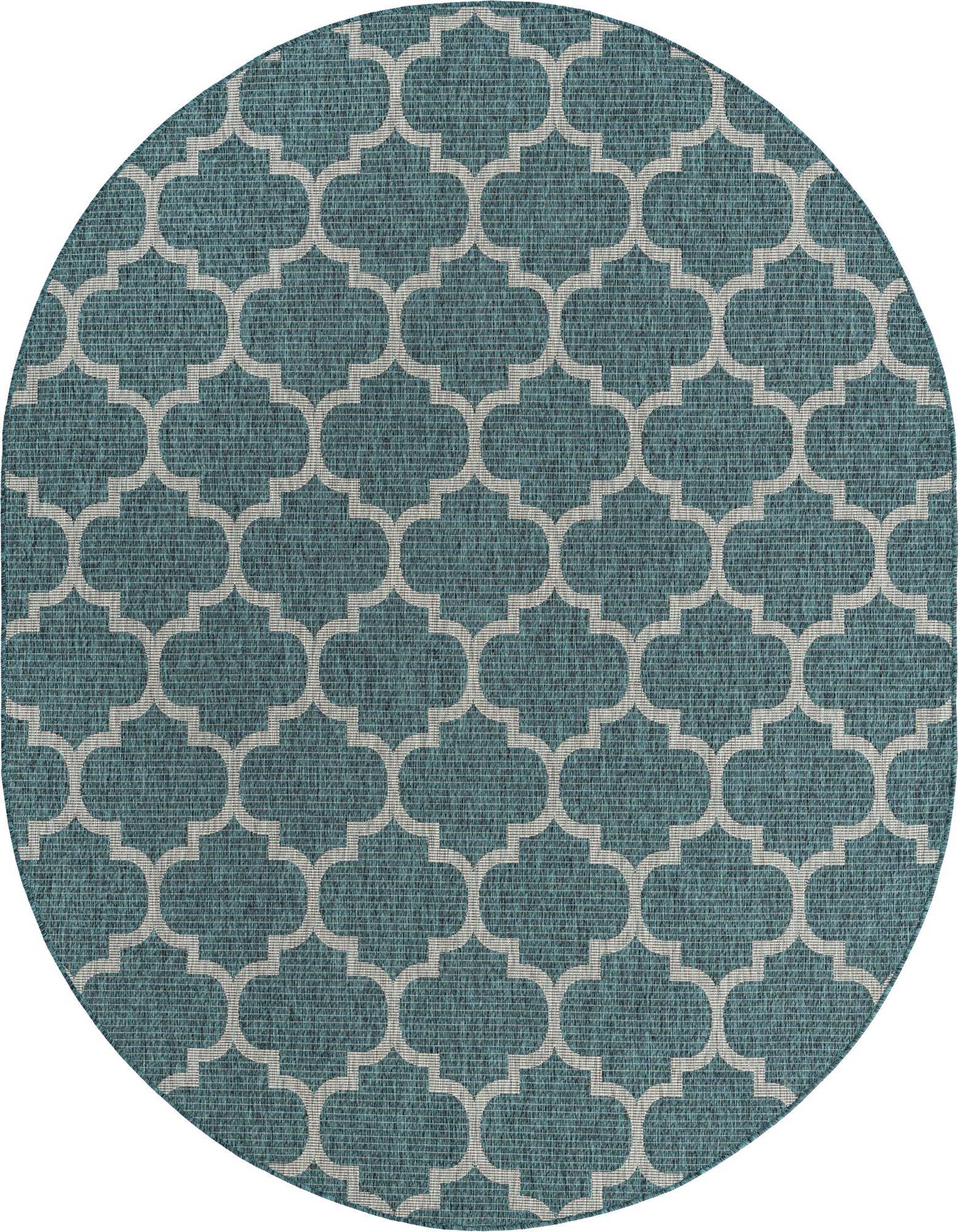 7' 10 x 10' Easy-Clean Trellis Indoor / Outdoor Oval Rug
