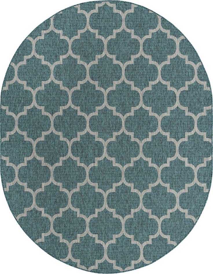 Detail image of 7' 10 x 10' Easy-Clean Trellis Indoor / Outdoor Oval Rug