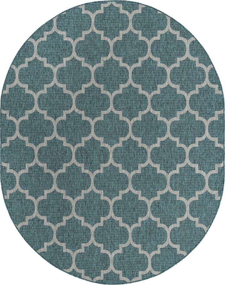 7' 10 x 10' Easy-Clean Trellis Indoor / Outdoor Oval Rug
