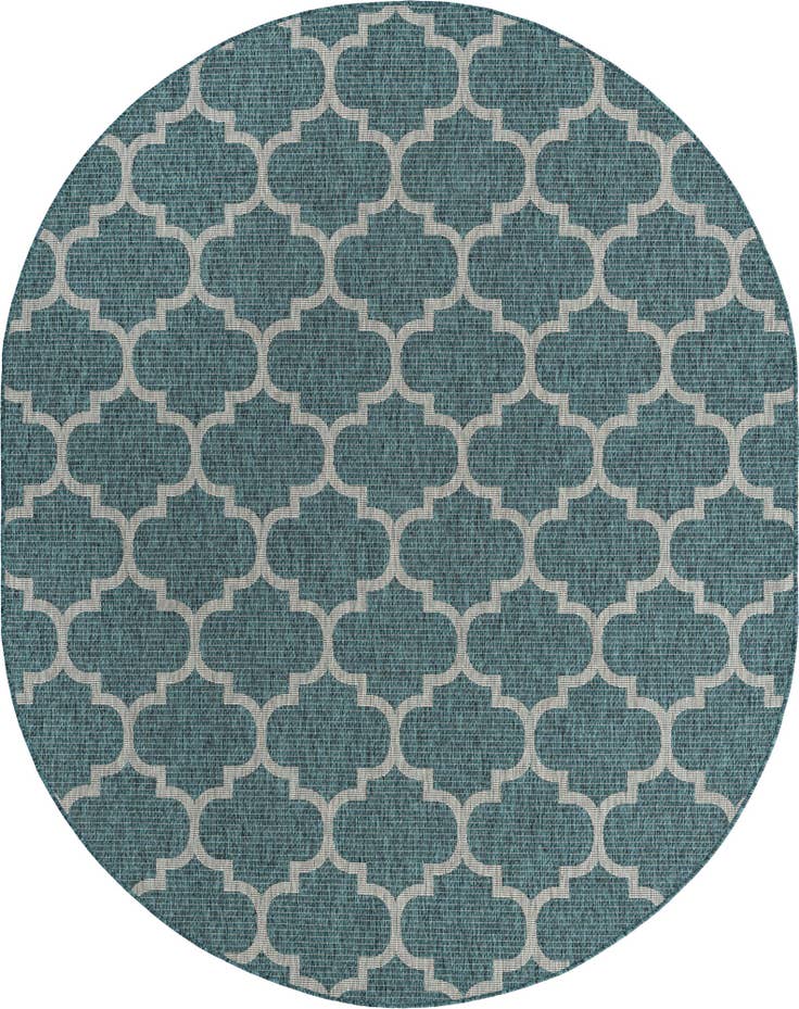 Detail image of 7' 10 x 10' Easy-Clean Trellis Indoor / Outdoor Oval Rug