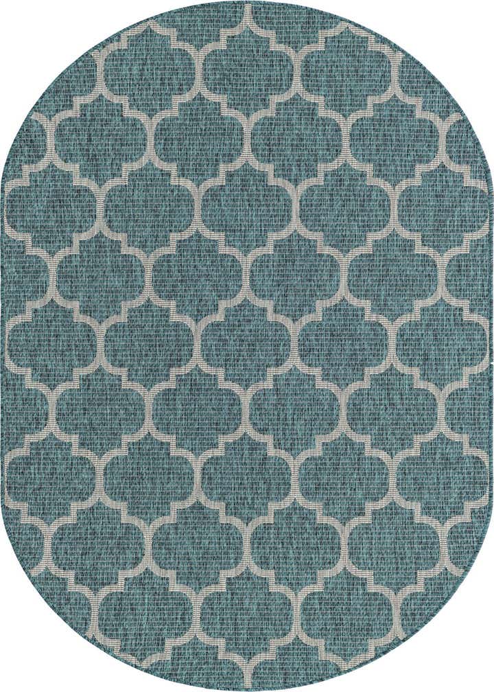5' 3 x 8' Easy-Clean Trellis Indoor / Outdoor Oval Rug
