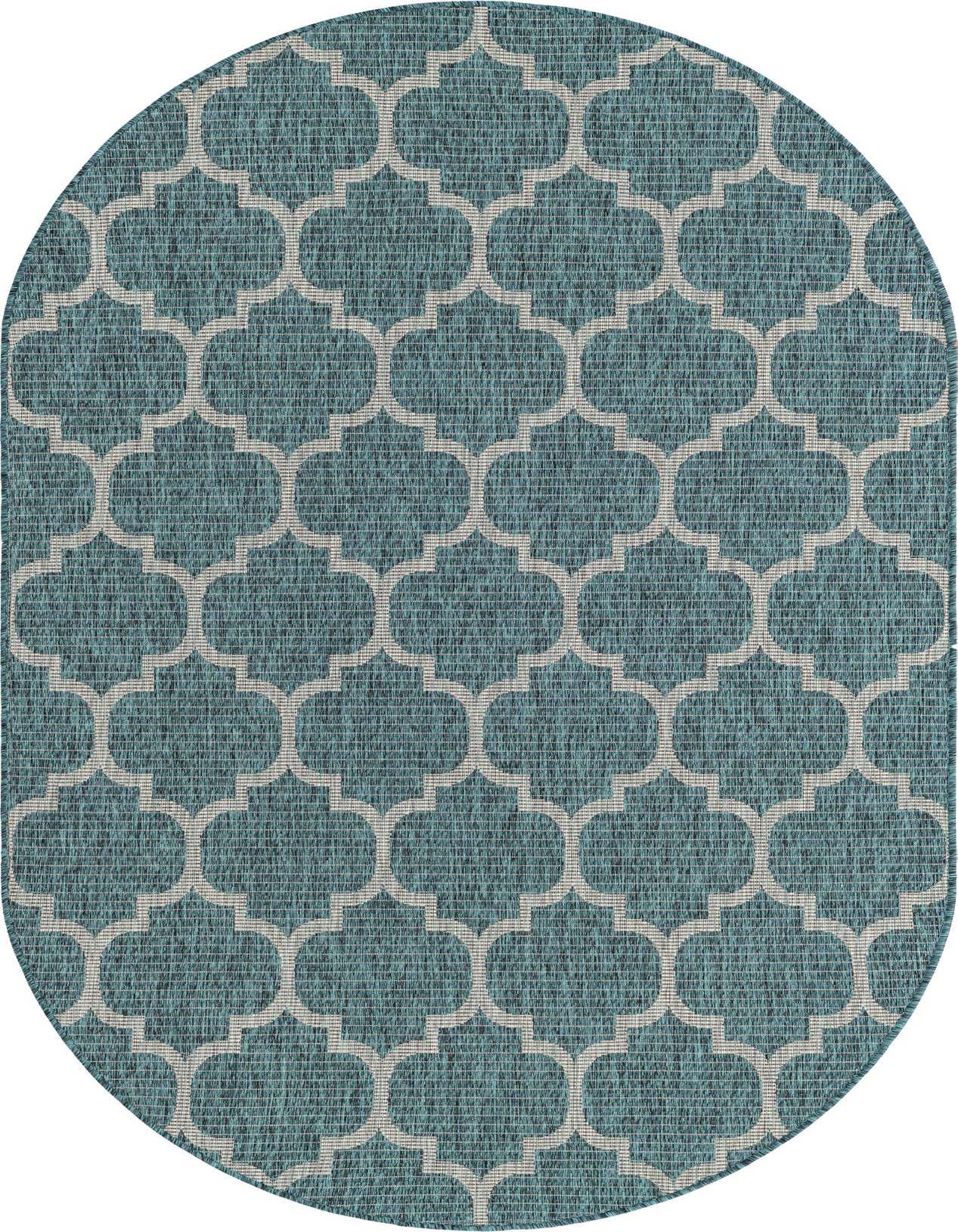 5' 3 x 8' Easy-Clean Trellis Indoor / Outdoor Oval Rug