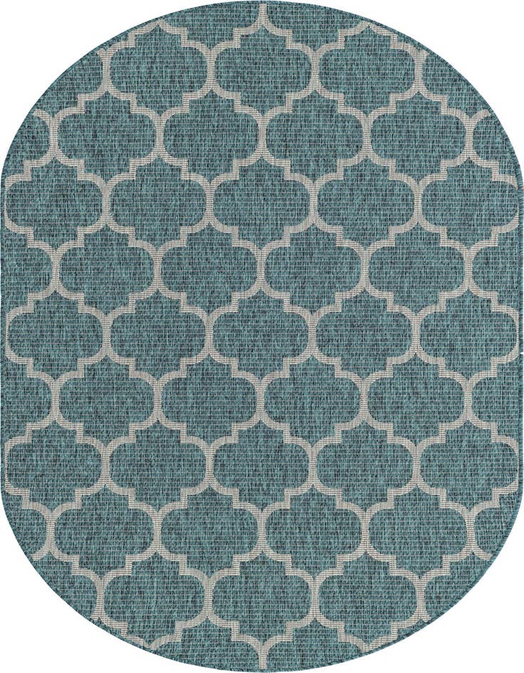 Detail image of 5' 3 x 8' Easy-Clean Trellis Indoor / Outdoor Oval Rug