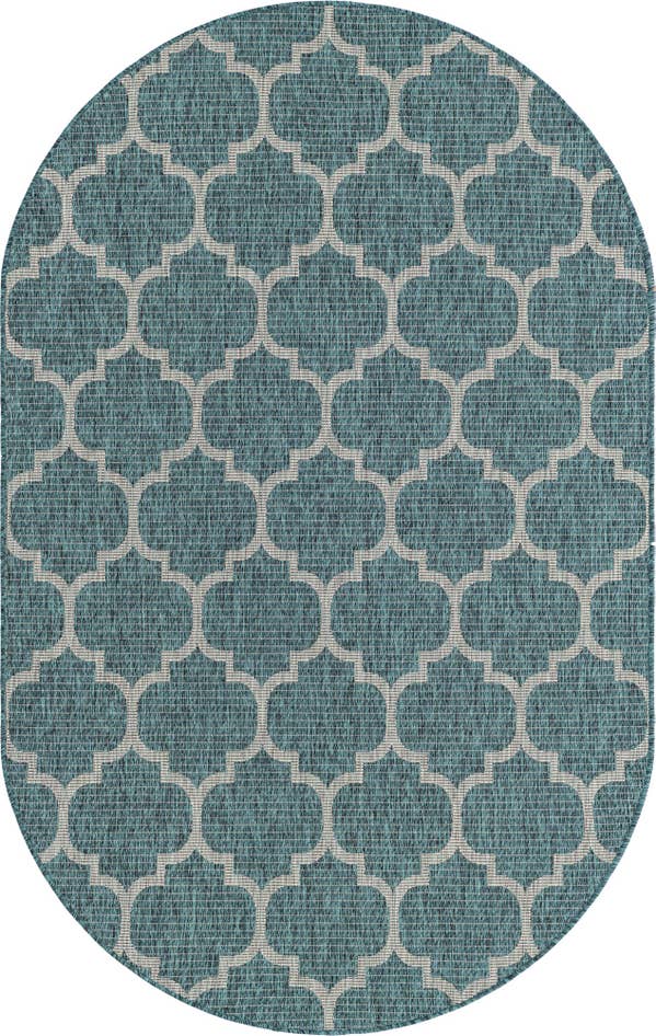 Detail image of 5' 3 x 8' Easy-Clean Trellis Indoor / Outdoor Oval Rug