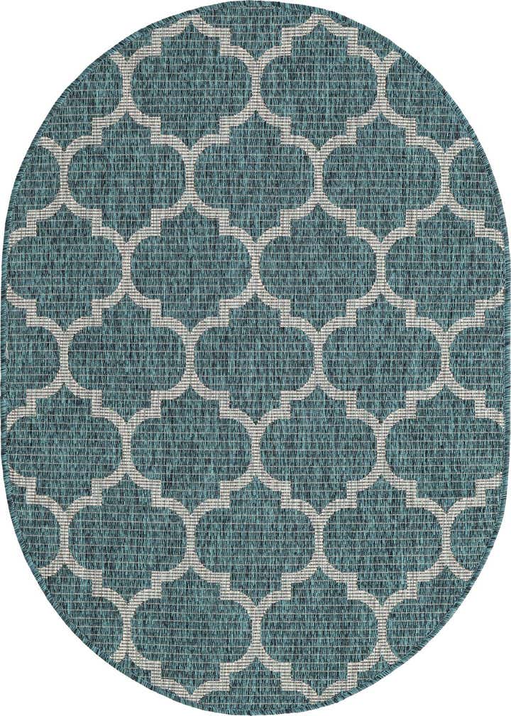 3' x 5' 3 Easy-Clean Trellis Indoor / Outdoor Oval Rug