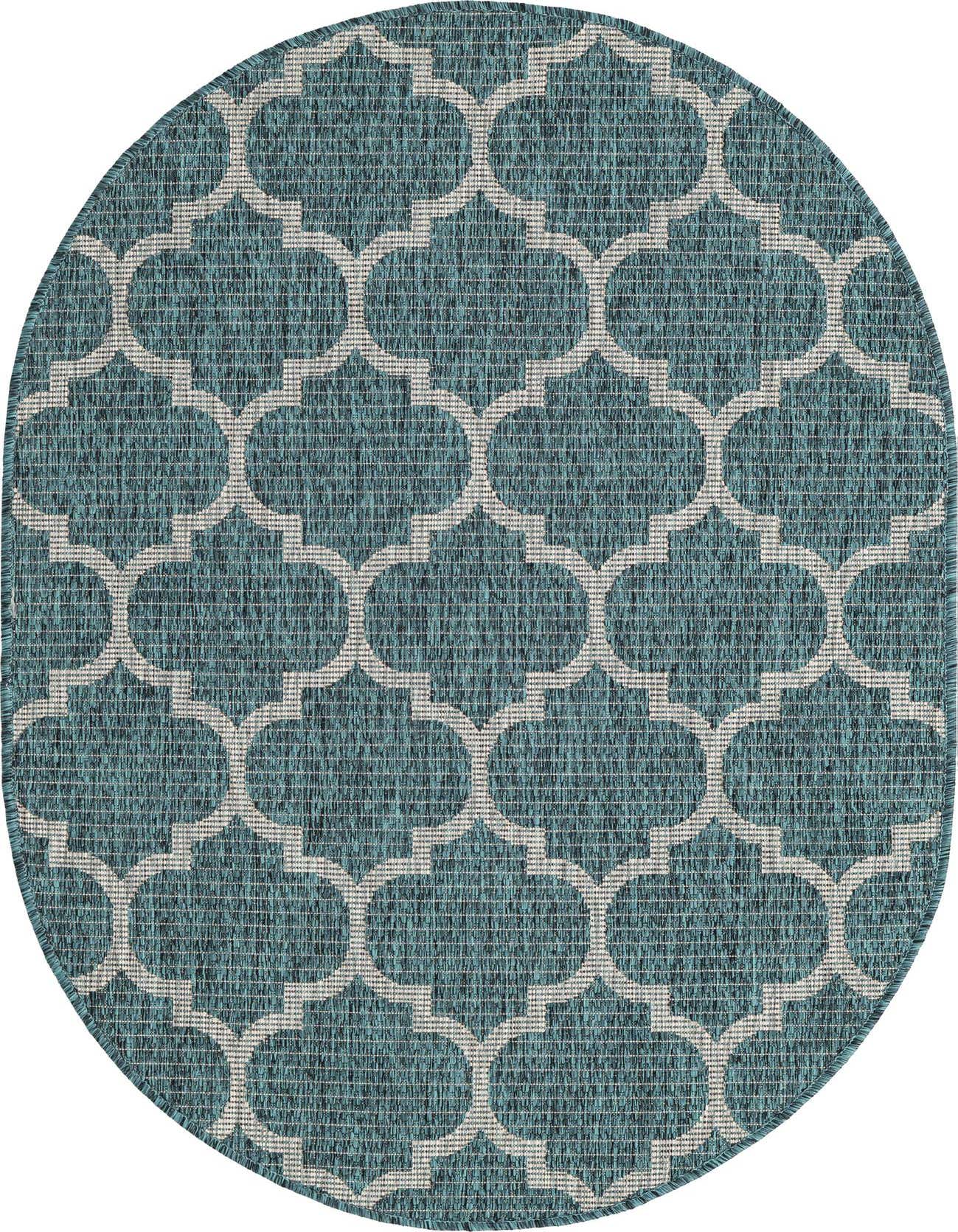 3' x 5' 3 Easy-Clean Trellis Indoor / Outdoor Oval Rug