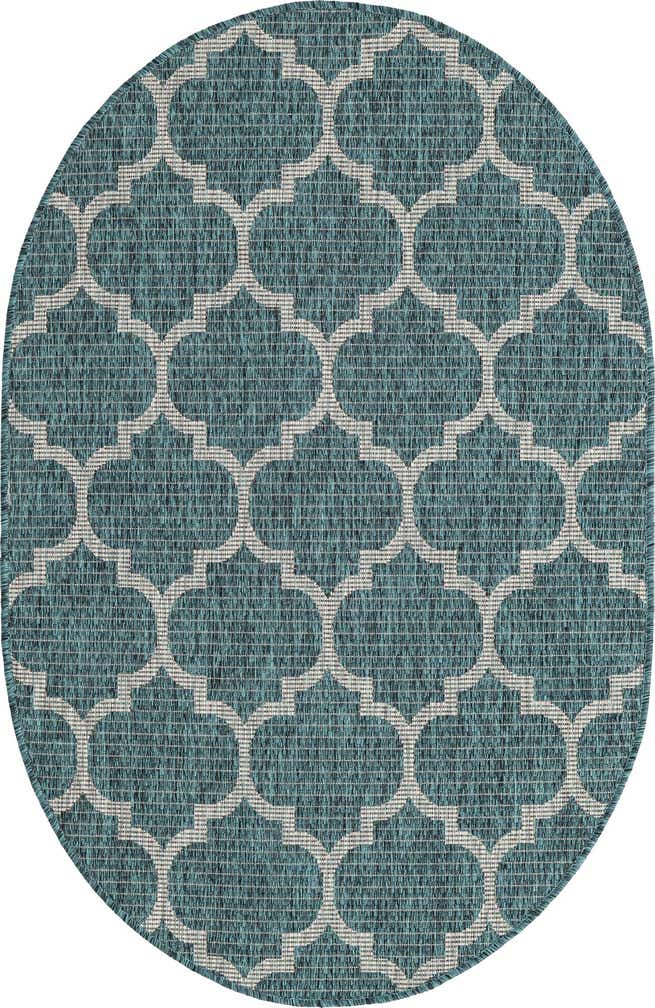3' x 5' 3 Easy-Clean Trellis Indoor / Outdoor Oval Rug