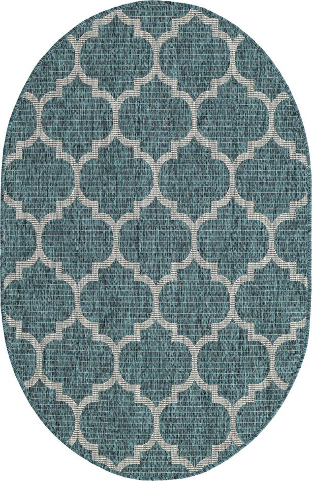 Detail image of 3' x 5' 3 Easy-Clean Trellis Indoor / Outdoor Oval Rug