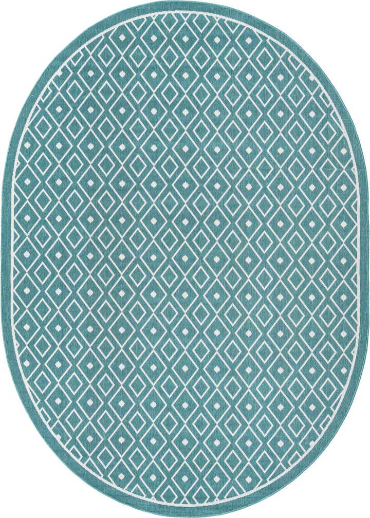 7' 10 x 10' Easy-Clean Trellis Indoor / Outdoor Oval Rug
