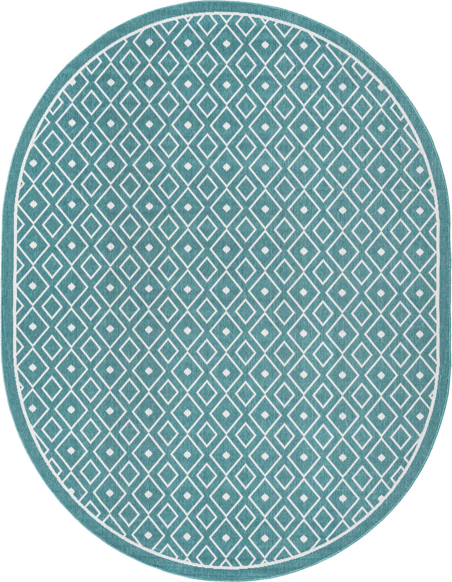 7' 10 x 10' Easy-Clean Trellis Indoor / Outdoor Oval Rug