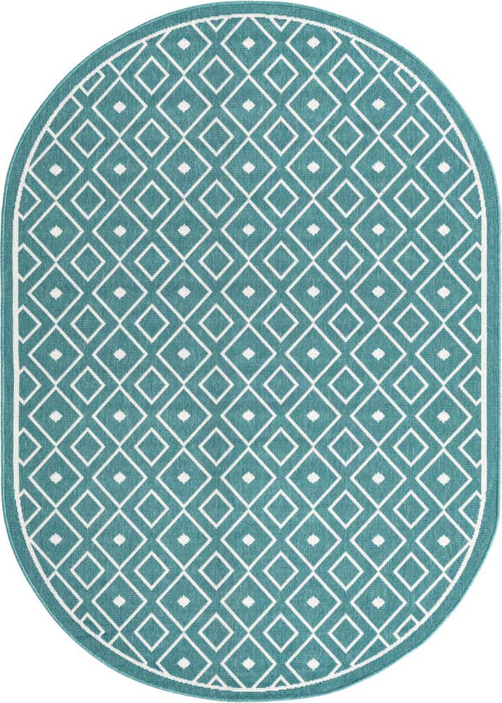 5' 3 x 8' Easy-Clean Trellis Indoor / Outdoor Oval Rug