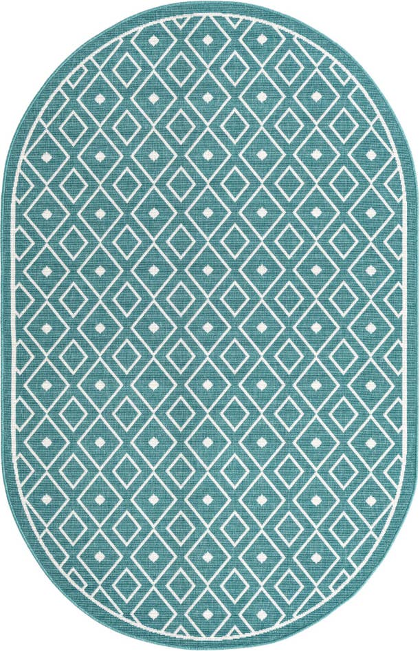 Detail image of 5' 3 x 8' Easy-Clean Trellis Indoor / Outdoor Oval Rug