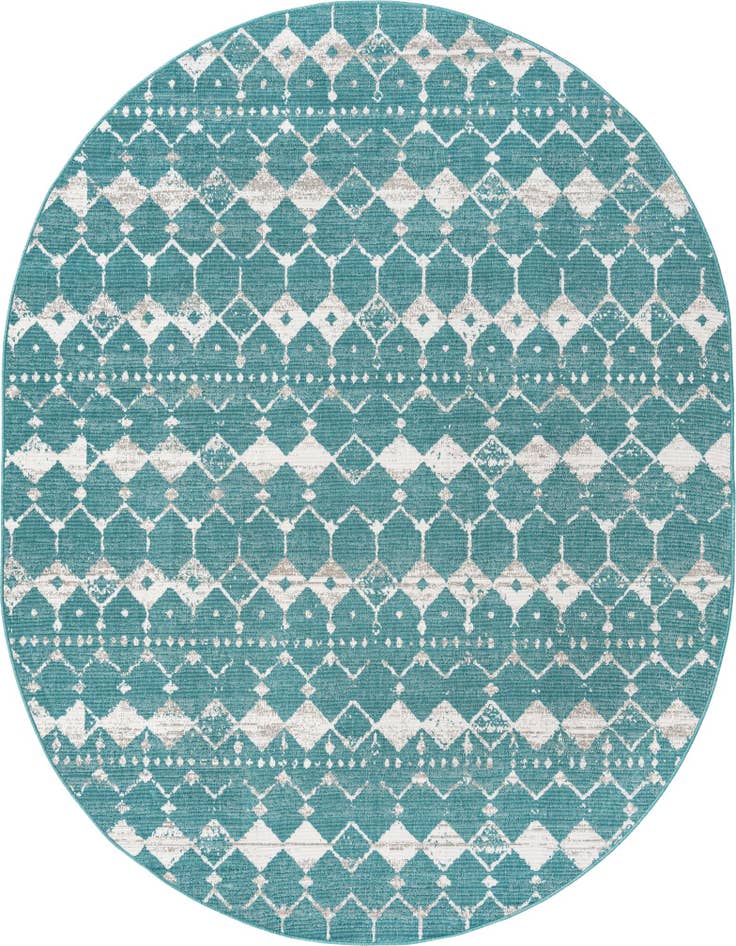 Detail image of 7' 10 x 10' Easy-Clean Trellis Indoor / Outdoor Oval Rug
