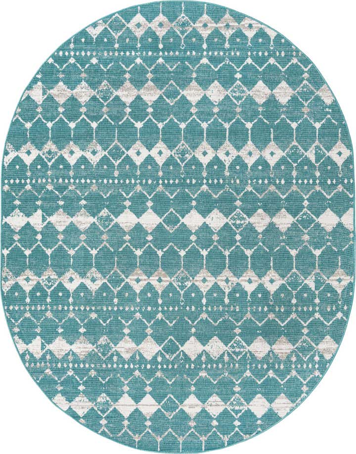 7' 10 x 10' Easy-Clean Trellis Indoor / Outdoor Oval Rug