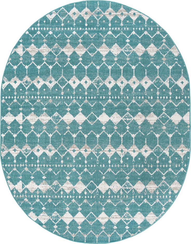 Detail image of 7' 10 x 10' Easy-Clean Trellis Indoor / Outdoor Oval Rug