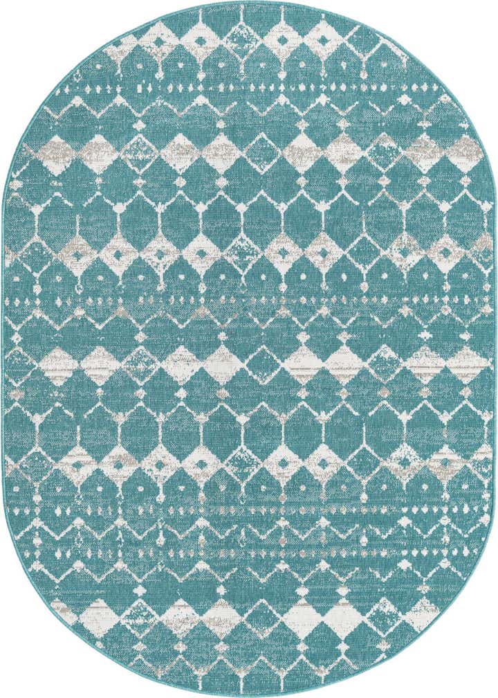 5' 3 x 8' Easy-Clean Trellis Indoor / Outdoor Oval Rug