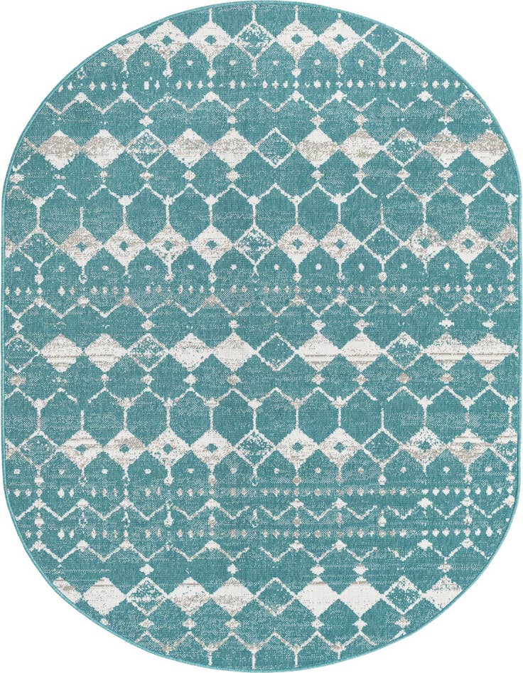 Detail image of 5' 3 x 8' Easy-Clean Trellis Indoor / Outdoor Oval Rug