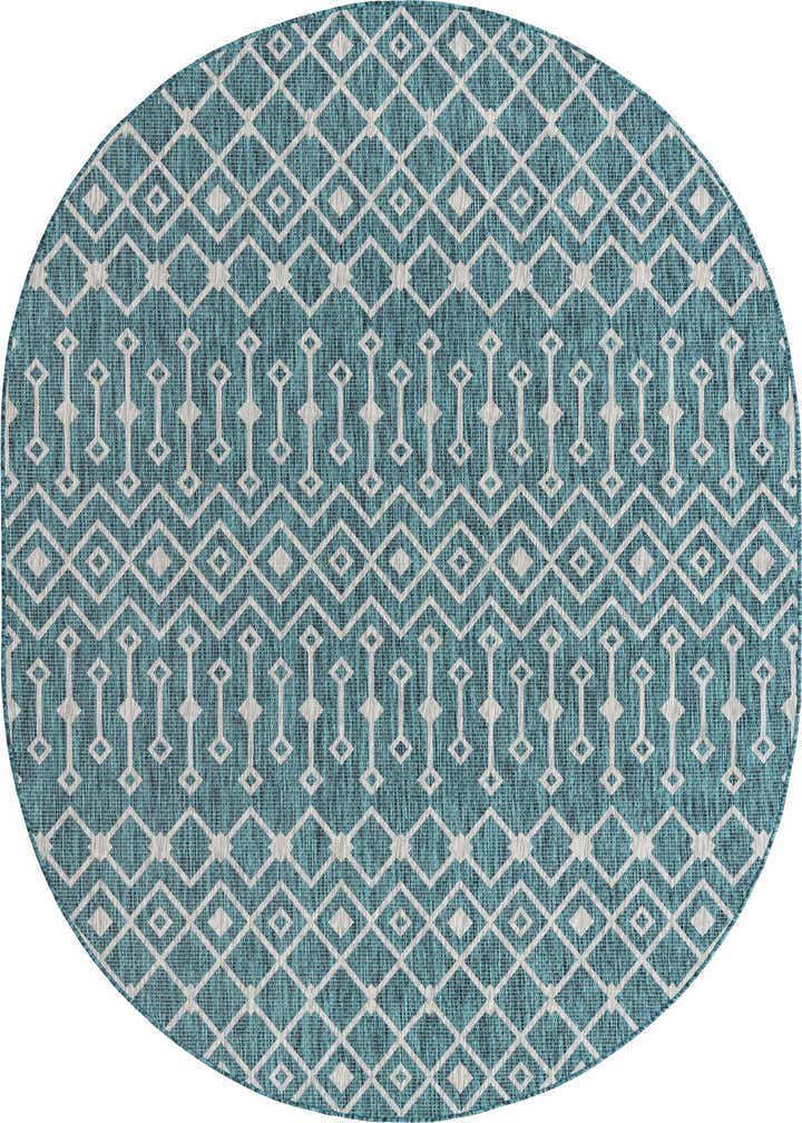 7' 10 x 10' Easy-Clean Trellis Indoor / Outdoor Oval Rug