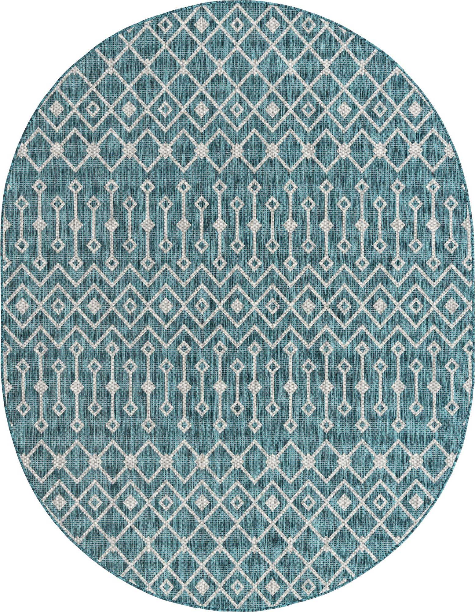 7' 10 x 10' Easy-Clean Trellis Indoor / Outdoor Oval Rug