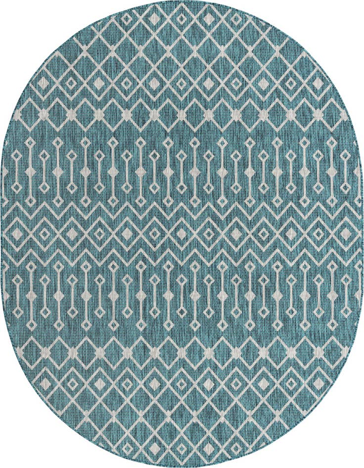 Detail image of 7' 10 x 10' Easy-Clean Trellis Indoor / Outdoor Oval Rug