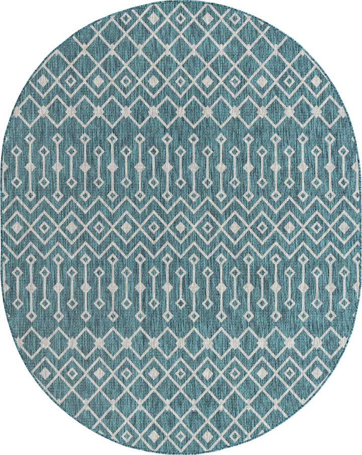 7' 10 x 10' Easy-Clean Trellis Indoor / Outdoor Oval Rug