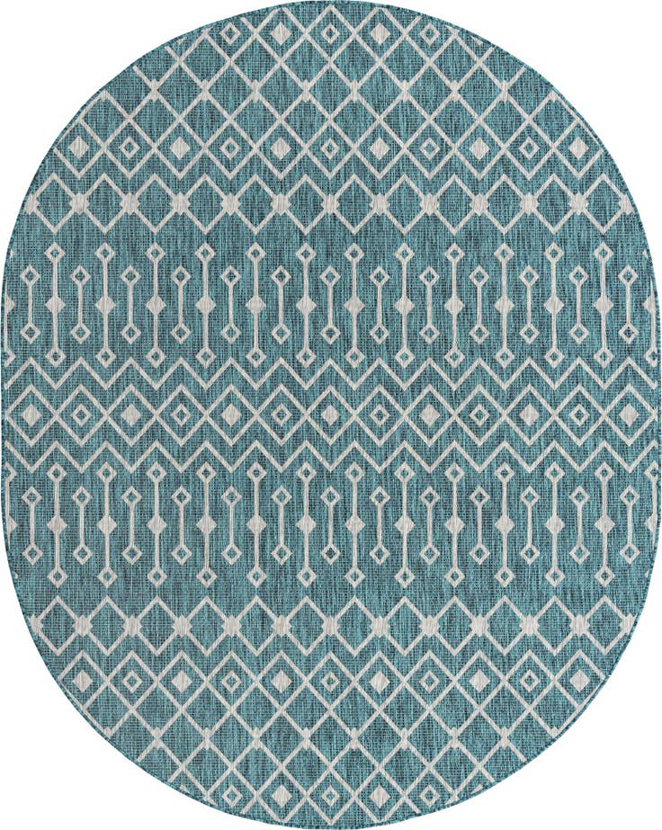 Detail image of 7' 10 x 10' Easy-Clean Trellis Indoor / Outdoor Oval Rug